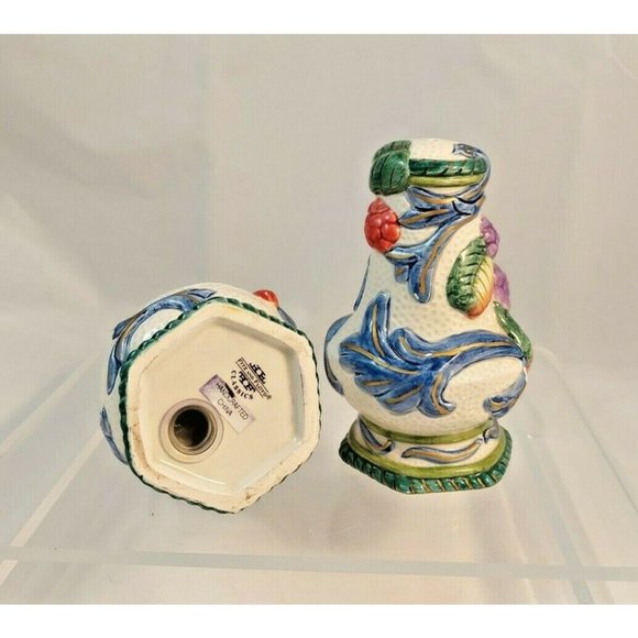 Fitz & Floyd Autumn Bounty Harvest SALT/PEPPER SHAKERS grapes berries 4"tall - Picture 5 of 10